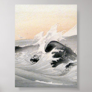 Fuji Seen från havet (1903-1907) av Ogata Gekko Poster