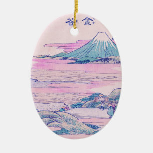 Fuji Ukiyo-e Japansk Vintage Art Julgransprydnad Keramik