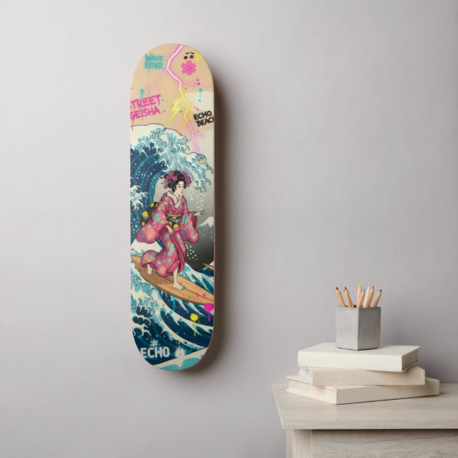 Fuji ＆Wave Skateboard Art – Japanese Spirit & Art (Väggkonst)