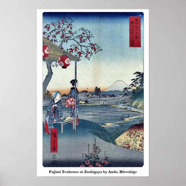 Fujimi Teahouse vid Zoshigaya by Ando, Hiroshige Poster (Framsidan)