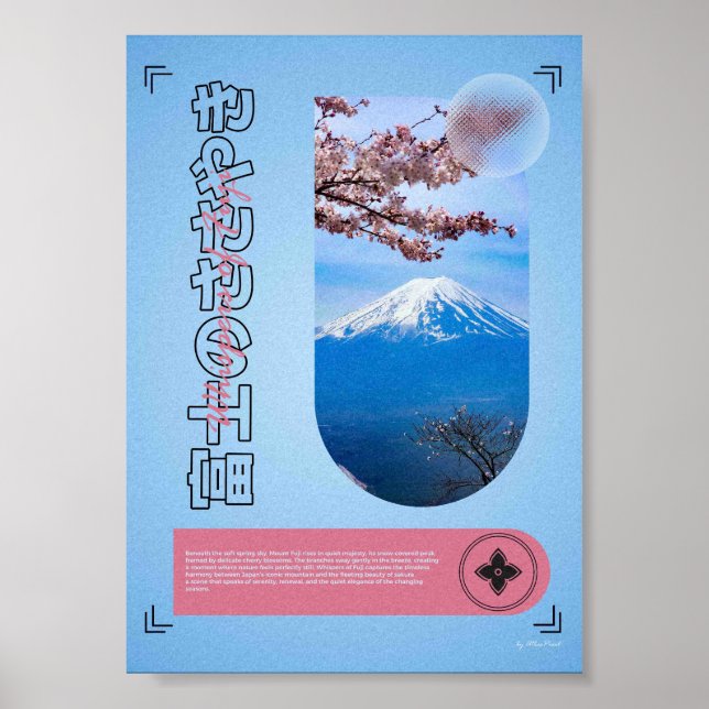 Fujis viskningar – Fujiberget & Sakura Poster (Framsidan)