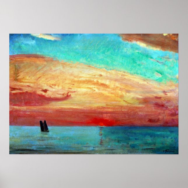 Fujishima Takeji Sunrise över Östran Sea Poster (Framsidan)