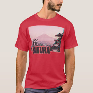 Fujiyama Sakura Cherry Blommar Art för japansk Cu T Shirt