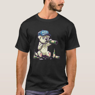 Fuktande Tecknad hund-drickande av öl vid design T Shirt