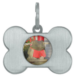 Fuku Kaeru 福 か え る Fortune Frog med Red Yodarekake ID-bricka Husdjur