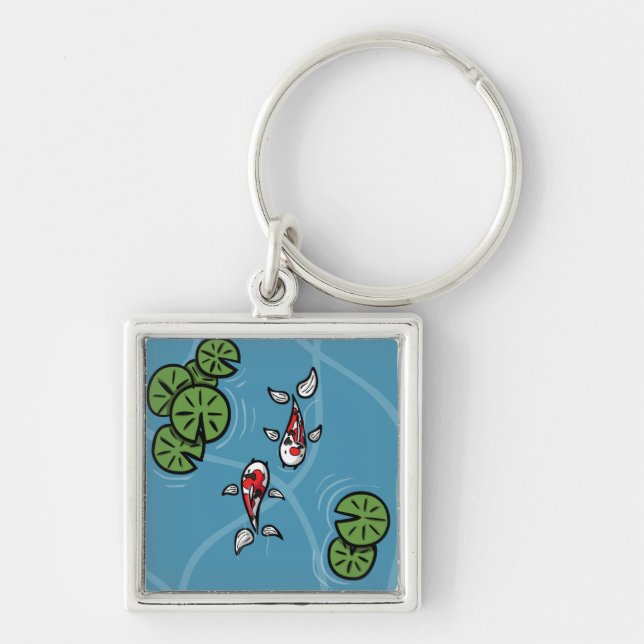 Fuku och Heiwa Keychain Fyrkantig Silverfärgad Nyckelring (Framsidan)