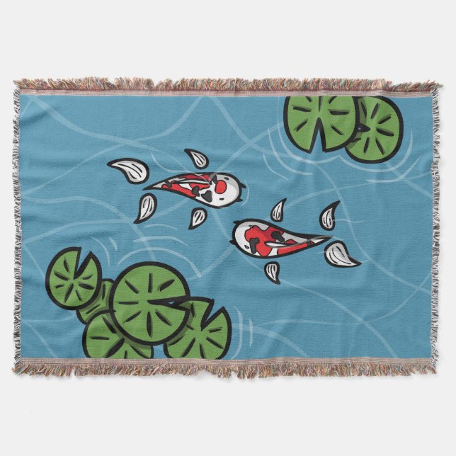 Fuku och Heiwa Koi Throw Blanket Filt (Framsidan)