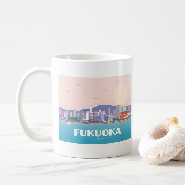 Fukuoka Japan Pastel Travel Kaffemugg (Med munk)