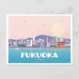Fukuoka Japan Pastel Travel Vykort