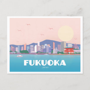 Fukuoka Japan Pastel Travel Vykort