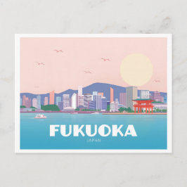 Fukuoka Japan Pastel Travel Vykort