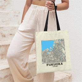Fukuoka, Japan, Stadskarta Totebag Tygkasse