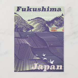 Fukushima, japanska vintage resor poster vykort