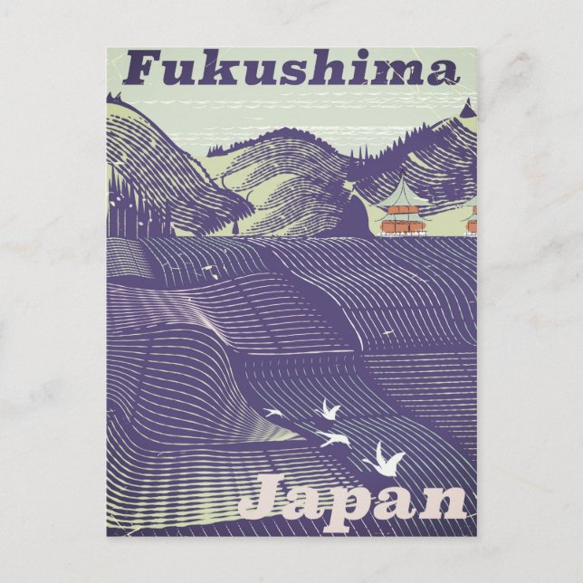 Fukushima, japanska vintage resor poster vykort (Framsida)