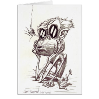 Ful apa med blomman och kryp hälsningskort