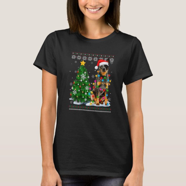 Ful australiensisk nöthund jultomte mössa julgran t shirt (Framsida)
