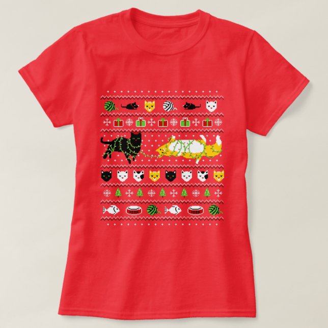 ful cat sweater christmas t shirt (Design framsida)