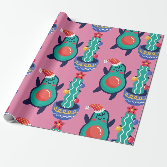 ful christmas avocado julafton cactus presentpapper (Utrullad)