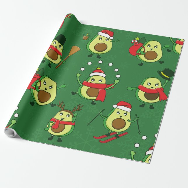 ful christmas avocado Santa Vinter Presentpapper (Utrullad)