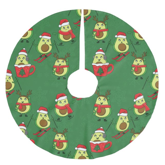 ful christmas avocado ski snöflingor julgransmatta borstad polyester (Framsidan)