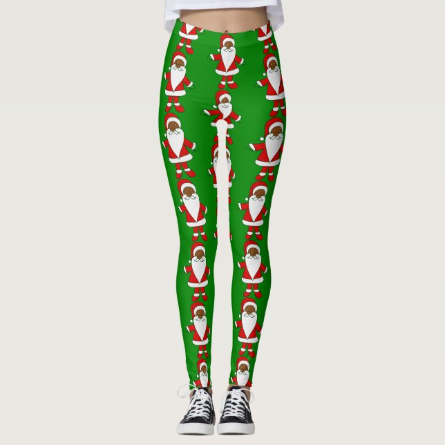 ful christmas black african american jultomten leggings (Framsida)