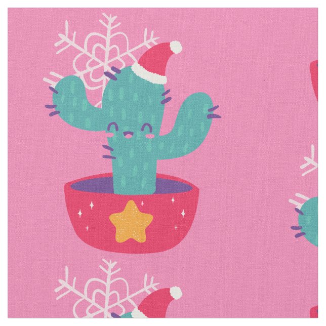 ful christmas cactus sydvästra öknen snöflingor tyg (Närbild)