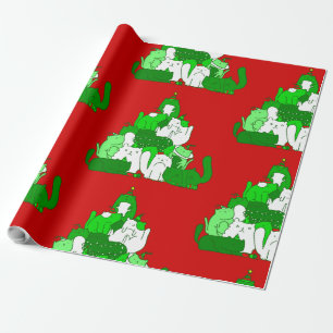 ful christmas cat träd festive presentpapper