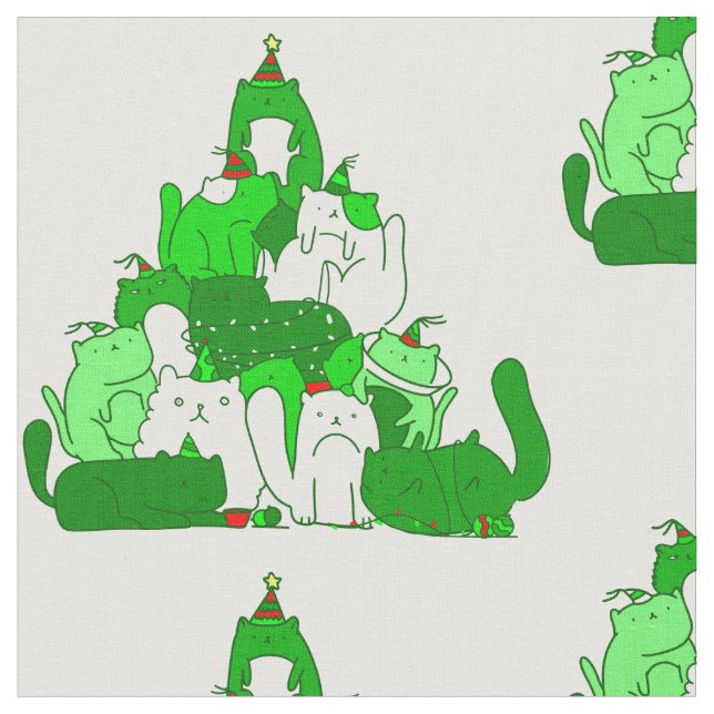 ful christmas cat träd festive tyg (Närbild)