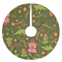 ful christmas dinosaur trex Santa gris Julgransmatta Borstad Polyester