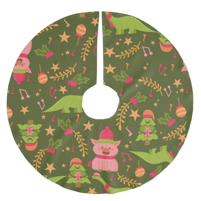 ful christmas dinosaur trex Santa gris Julgransmatta Borstad Polyester (Framsidan)