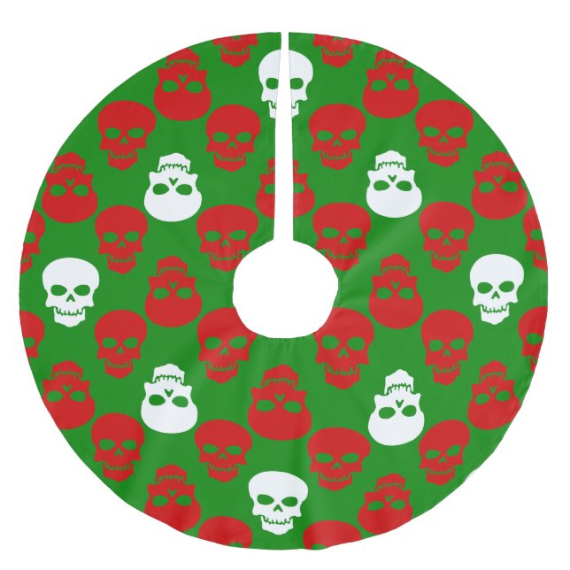ful christmas-döskallar röd vit grönt julgransmatta borstad polyester (Framsidan)