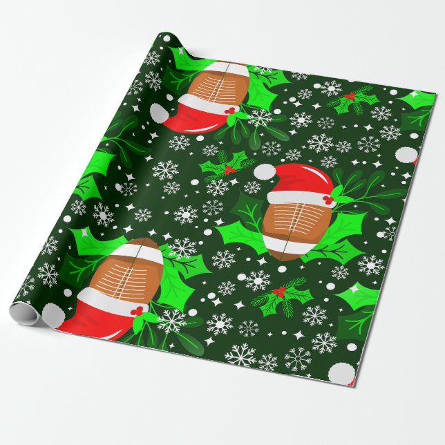 ful christmas-fotbollssport, Santa julafton holly Presentpapper (Utrullad)