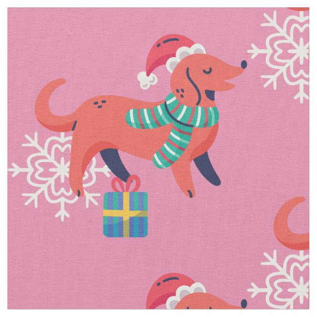 ful christmas hund Santa julafton snowflake Tyg (Närbild)