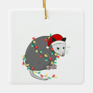ful christmas jultomten opossum julgransprydnad keramik