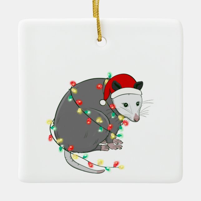 ful christmas jultomten opossum julgransprydnad keramik (Framsida)