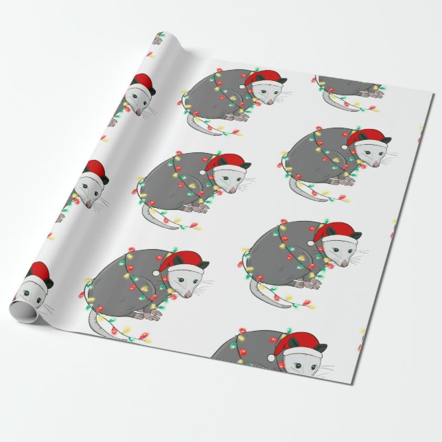 ful christmas jultomten opossum presentpapper (Utrullad)