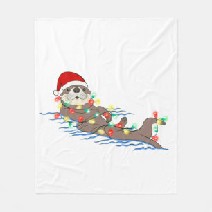 ful christmas jultomten otter fleecefilt