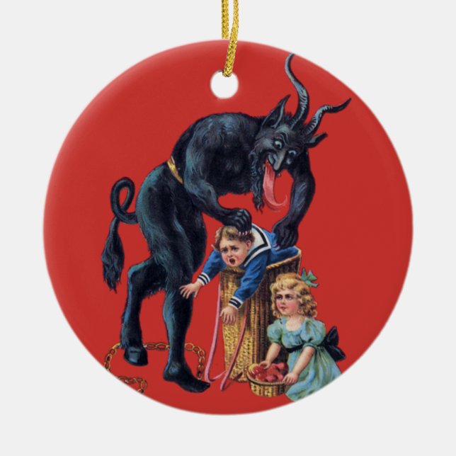 ful christmas krampus antique red julgransprydnad keramik (Framsidan)
