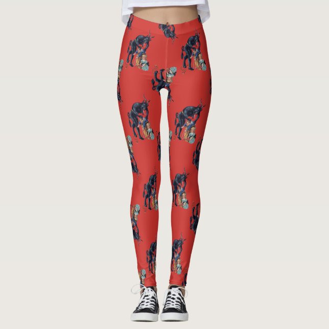 ful christmas krampus antique red leggings (Framsida)
