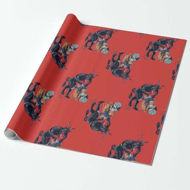 ful christmas krampus antique red presentpapper (Utrullad)