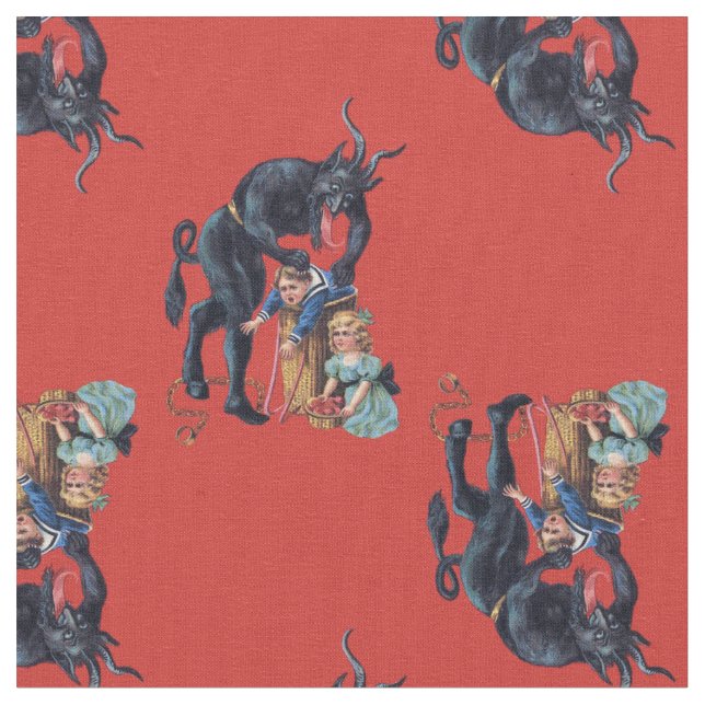 ful christmas krampus antique red tyg (Närbild)