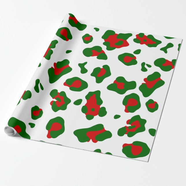 ful christmas leopard, djurtryck presentpapper (Utrullad)