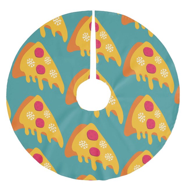 ful christmas pepperoni pizza snöflingor vintertid julgransmatta borstad polyester (Framsidan)