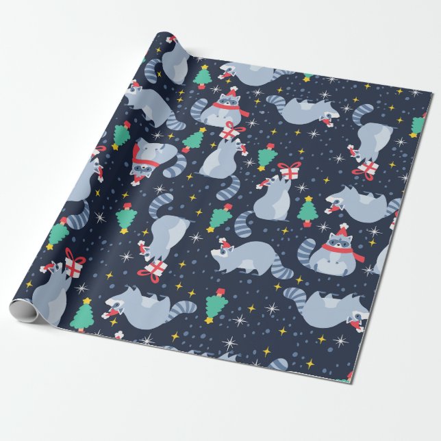 ful christmas raccoon jultomten julafton träd presentpapper (Utrullad)