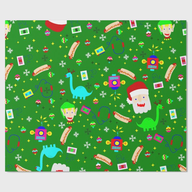 ful christmas robot jultomten hotdog dinosaur presentpapper (Platt)