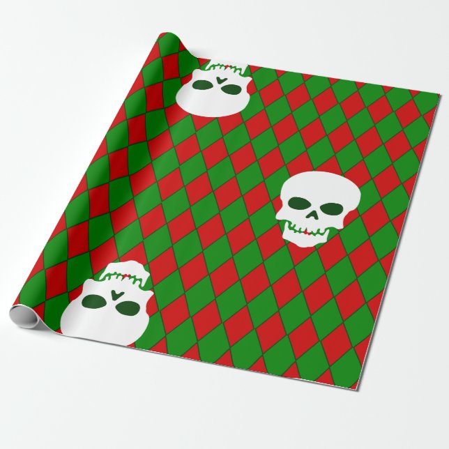 ful christmas-skalle harlequin creepy presentpapper (Utrullad)