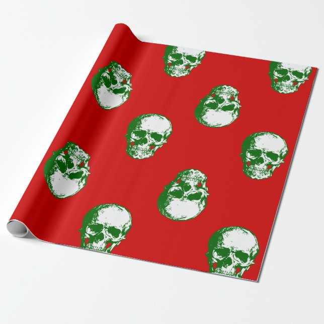ful christmas skallgoth skeleton som omsluter papp presentpapper (Utrullad)