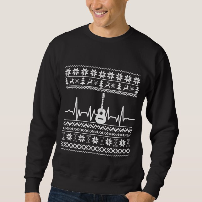 ful christmas sweater acoustic guitar lång ärmad tröja (Framsida)