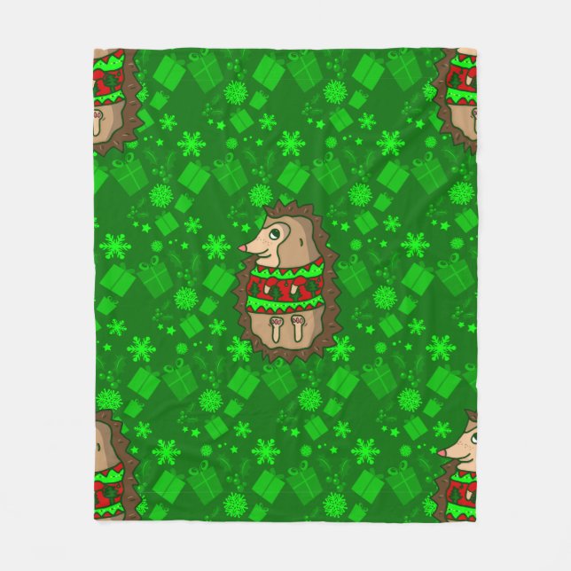 ful christmas sweater hedgehogs fleecefilt (Framsidan)