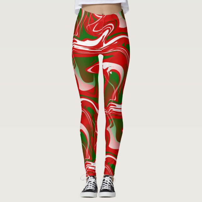 ful christmas trippy marble swirrrt print leggings (Framsida)